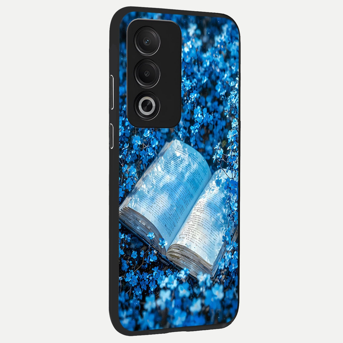  Blue Bloom Tales back cover For Oppo A3 Pro 5G slim fit glass case with vibrant aesthetic design