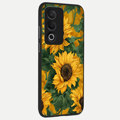  Bright Sunflower Bloom back cover For Oppo A3 Pro 5G slim fit glass case with vibrant aesthetic design