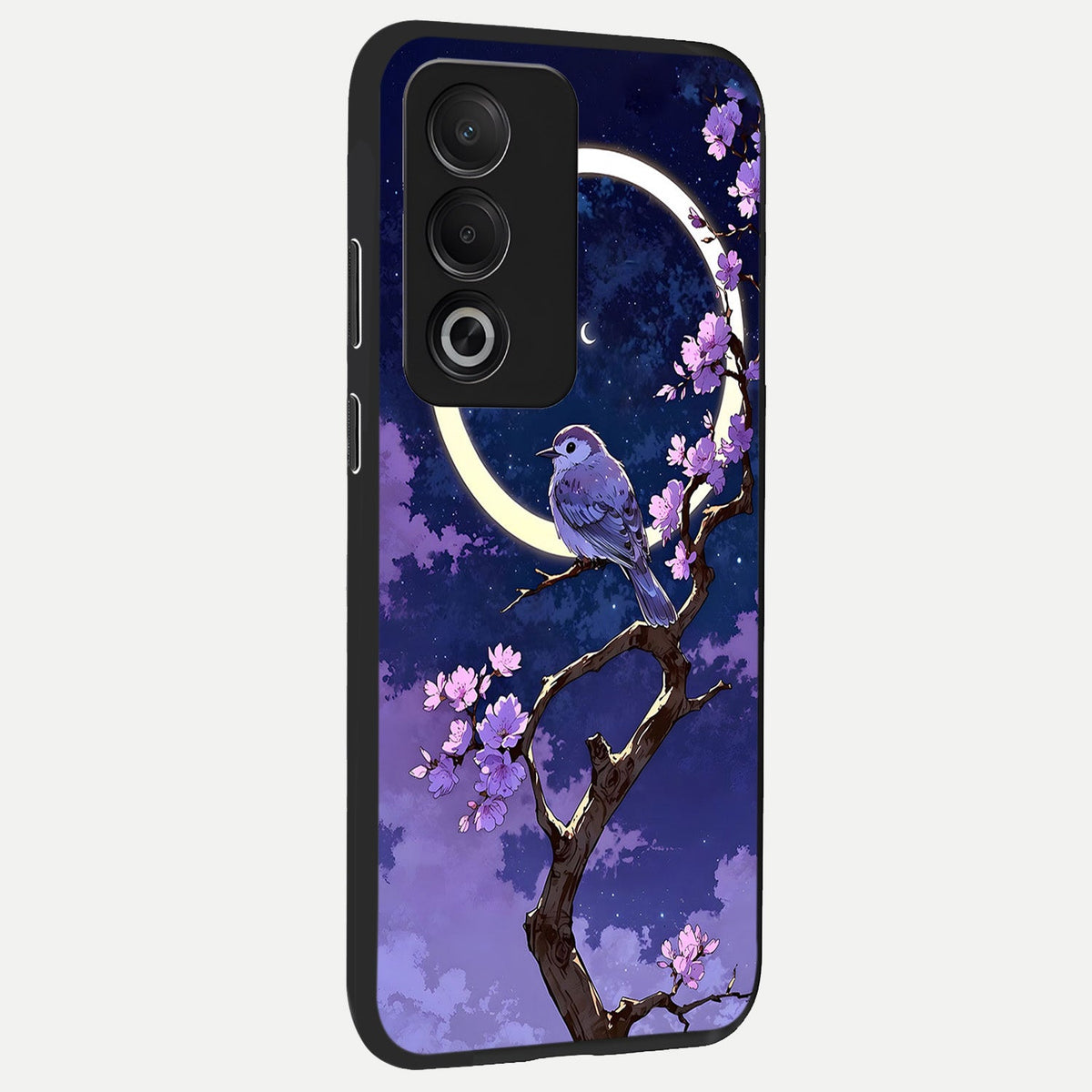  Celestial Bird Blossom back cover For Oppo A3 Pro 5G slim fit glass case with vibrant aesthetic design