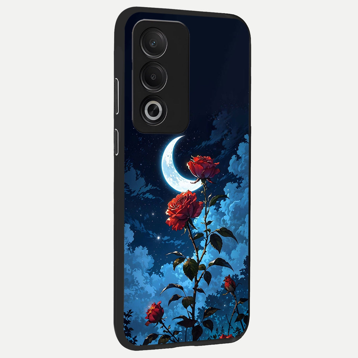  Crimson Rose Moon back cover For Oppo A3 Pro 5G slim fit glass case with vibrant aesthetic design