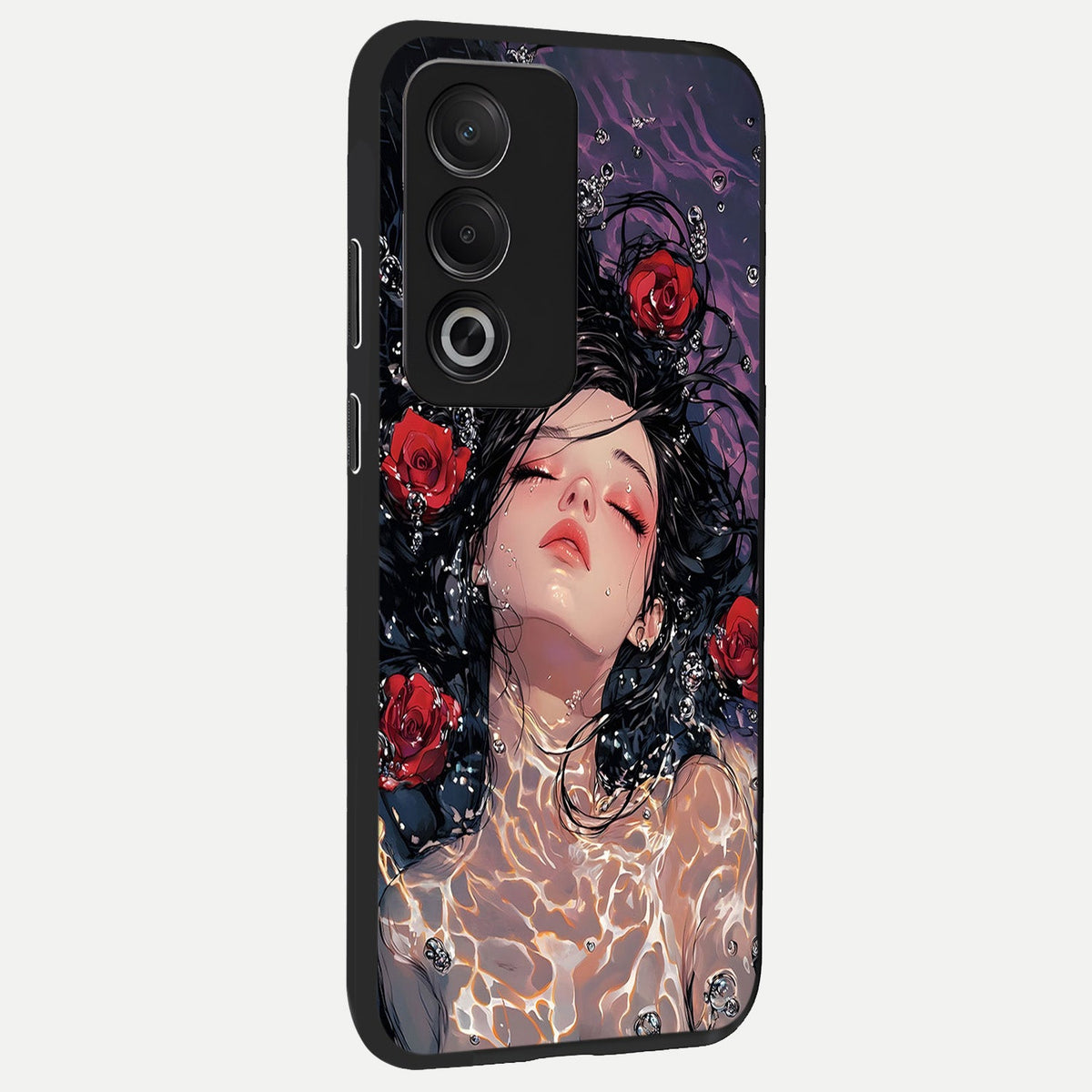  Crimson Rose Serenity back cover For Oppo A3 Pro 5G slim fit glass case with vibrant aesthetic design