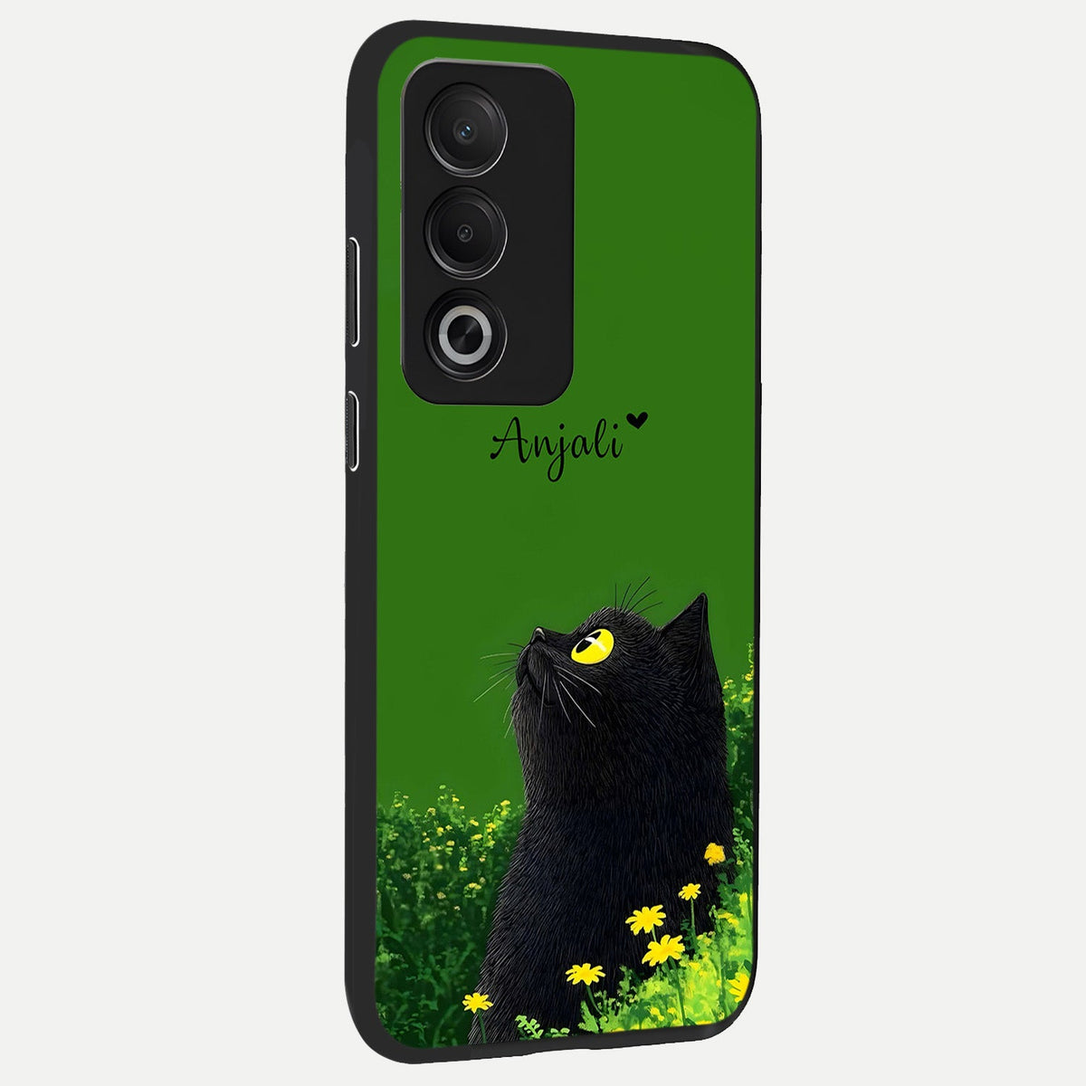  Emerald Cat Custom Name back cover For Oppo A3 Pro 5G slim fit glass case with vibrant aesthetic design