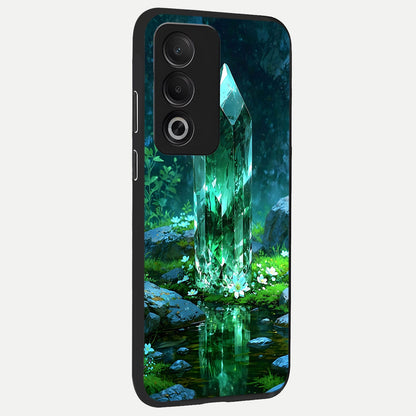 Emerald Light Crystal back cover For Oppo A3 Pro 5G slim fit glass case with vibrant aesthetic design
