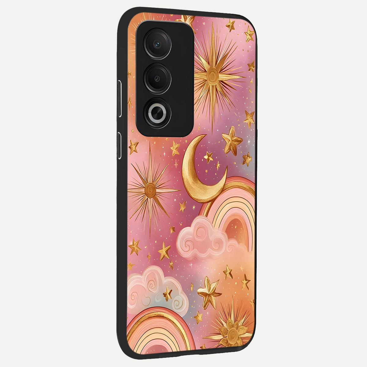  Golden Celestial Dreams back cover For Oppo A3 Pro 5G slim fit glass case with vibrant aesthetic design