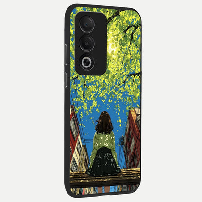  Golden Leaves Glow back cover For Oppo A3 Pro 5G slim fit glass case with vibrant aesthetic design