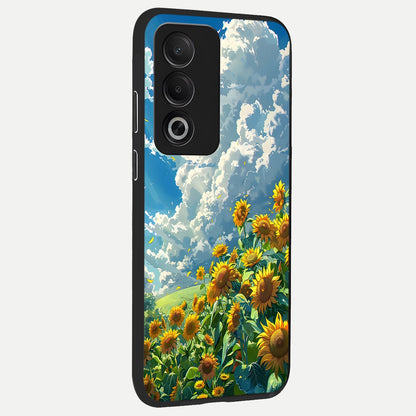  Golden Sun Glory back cover For Oppo A3 Pro 5G slim fit glass case with vibrant aesthetic design
