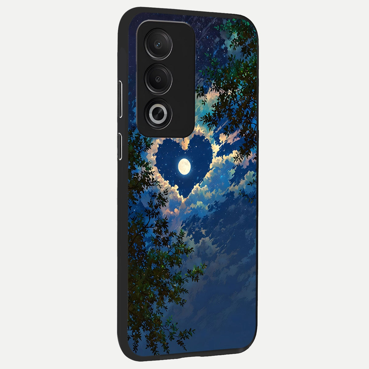  Heart With Moon Sky back cover For Oppo A3 Pro 5G slim fit glass case with vibrant aesthetic design