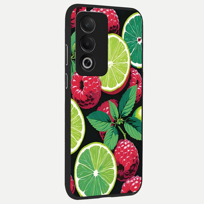  Lime and Raspberry Pattern back cover For Oppo A3 Pro 5G slim fit glass case with vibrant aesthetic design