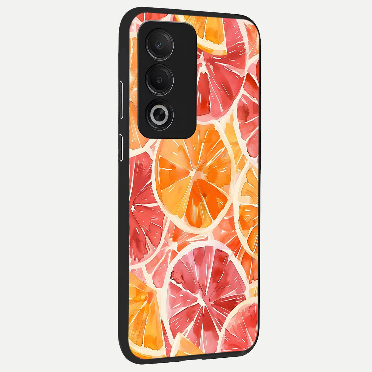  Orange Fruits Pattern back cover For Oppo A3 Pro 5G slim fit glass case with vibrant aesthetic design