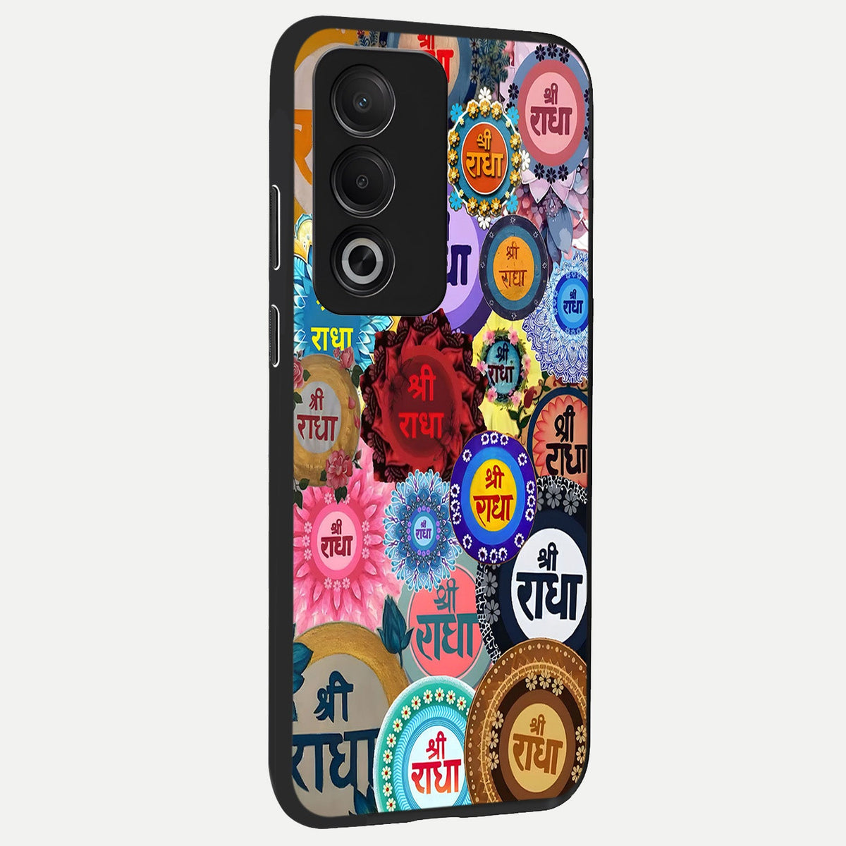  Radha Divine Bloom back cover For Oppo A3 Pro 5G slim fit glass case with vibrant aesthetic design