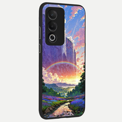  Rainbow Valley Dream back cover For Oppo A3 Pro 5G slim fit glass case with vibrant aesthetic design