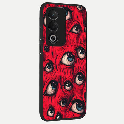  Red Eyes Pattern back cover For Oppo A3 Pro 5G slim fit glass case with vibrant aesthetic design