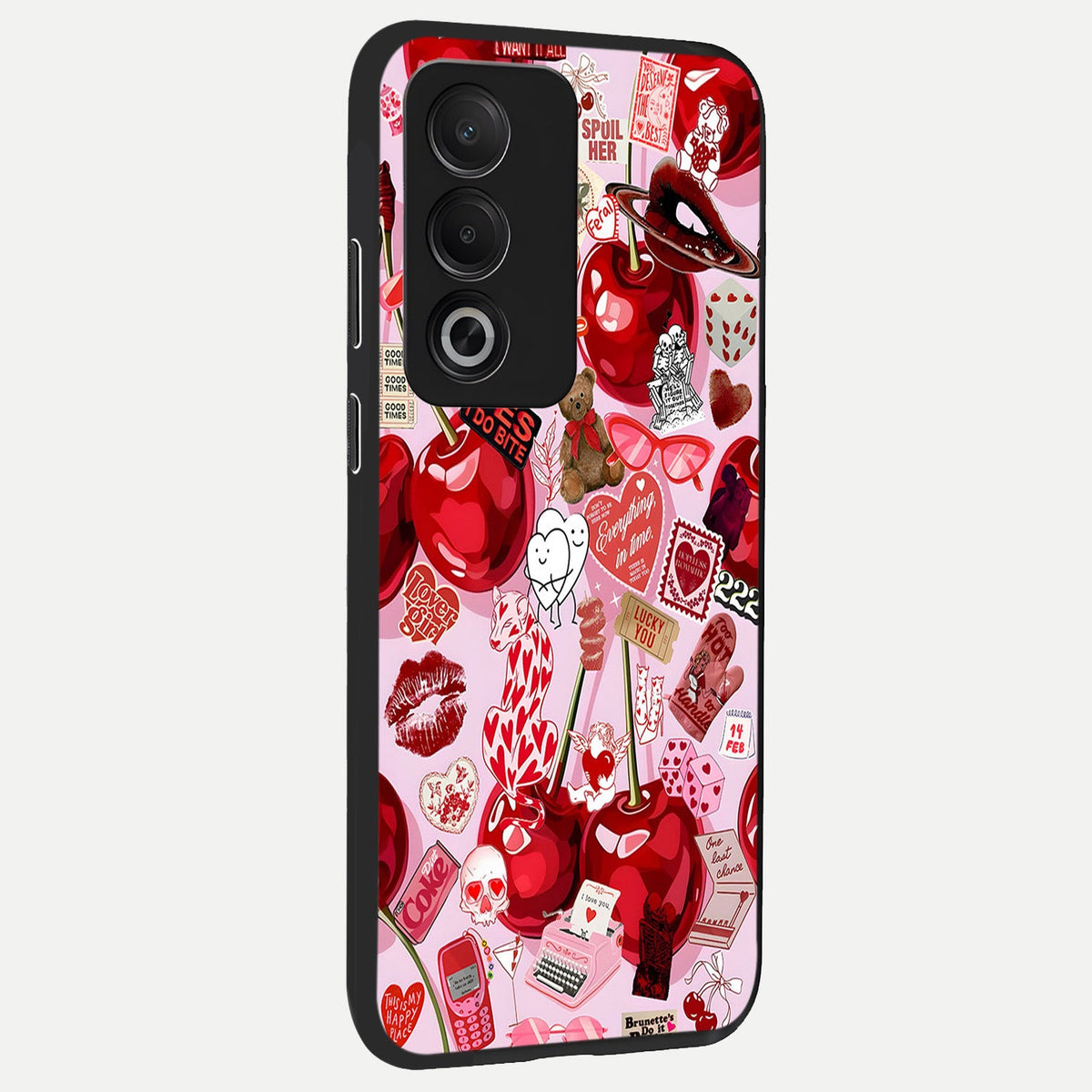  Sweet Cherry Chaos back cover For Oppo A3 Pro 5G slim fit glass case with vibrant aesthetic design