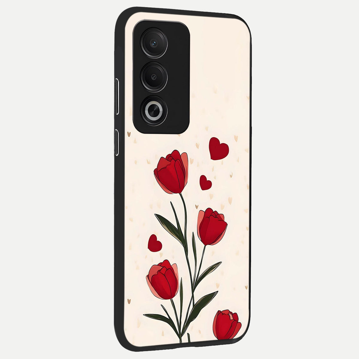  Tulip With Heart back cover For Oppo A3 Pro 5G slim fit glass case with vibrant aesthetic design
