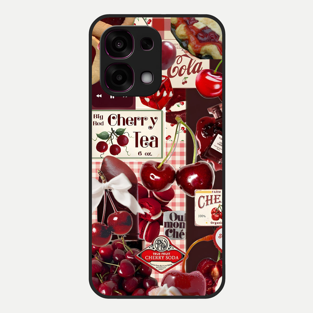  Aesthetic Cherry Tea Glass Case For Oppo F31 5G back cover – full design glossy printed glass finish