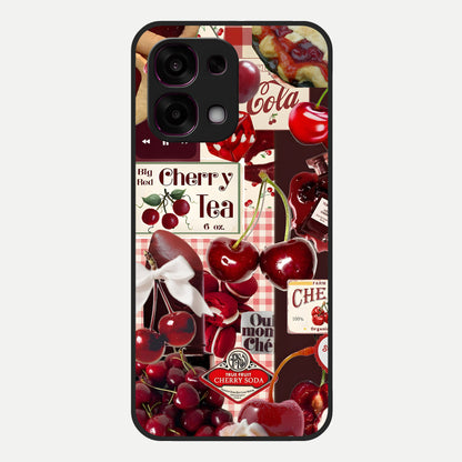  Aesthetic Cherry Tea Glass Case For Oppo F31 5G back cover – full design glossy printed glass finish