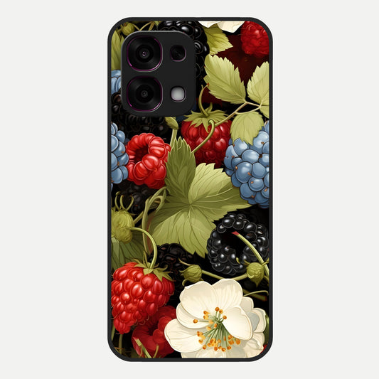  Berry Bloom Charm Glass Case For Oppo F31 5G back cover – full design glossy printed glass finish