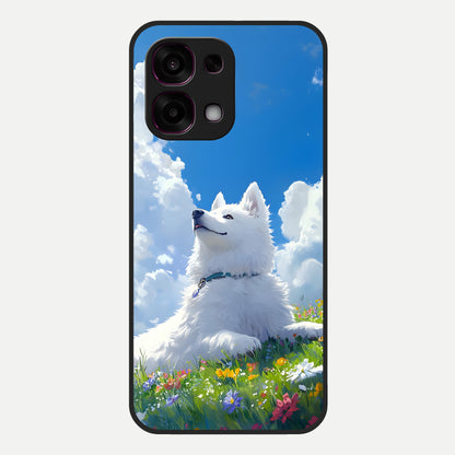  Blissful Cloud Pup Glass Case For Oppo F31 5G back cover – full design glossy printed glass finish