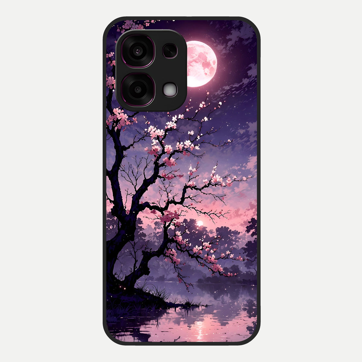  Blossom Pink Moon Glass Case For Oppo F31 5G back cover – full design glossy printed glass finish