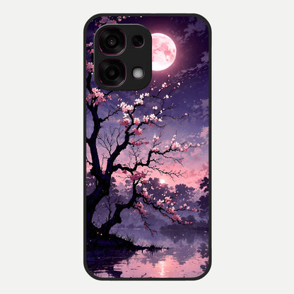  Blossom Pink Moon Glass Case For Oppo F31 5G back cover – full design glossy printed glass finish