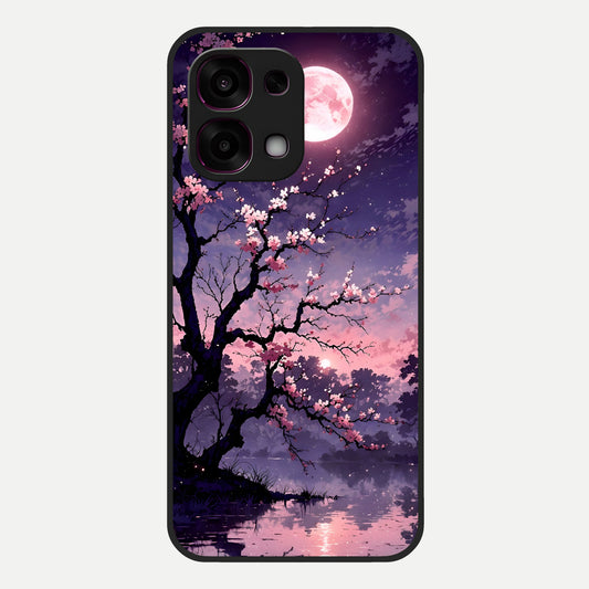  Blossom Pink Moon Glass Case For Oppo F31 5G back cover – full design glossy printed glass finish