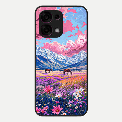  Blossom Valley Dream Glass Case For Oppo F31 5G back cover – full design glossy printed glass finish