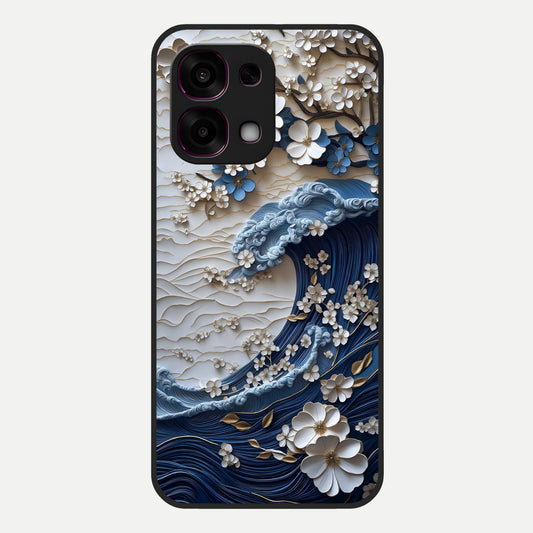  Blossom Wave Art Glass Case For Oppo F31 5G back cover – full design glossy printed glass finish