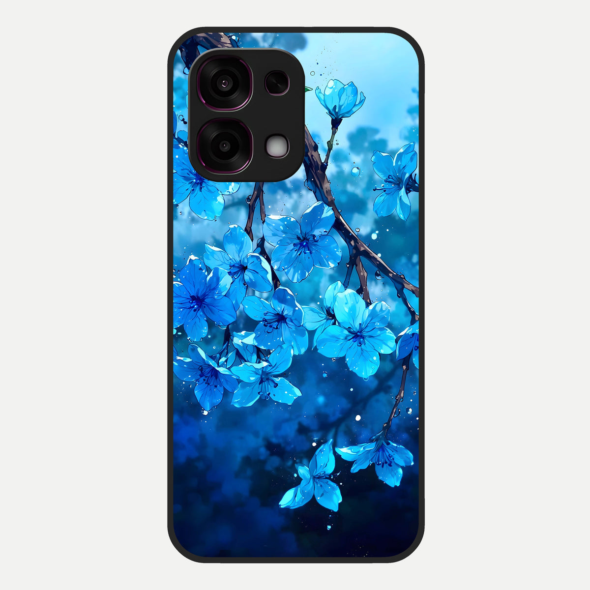  Blue Blossoms Branch Glass Case For Oppo F31 5G back cover – full design glossy printed glass finish
