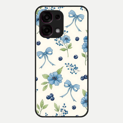  Blue Flower And Bow Glass Case For Oppo F31 5G back cover – full design glossy printed glass finish
