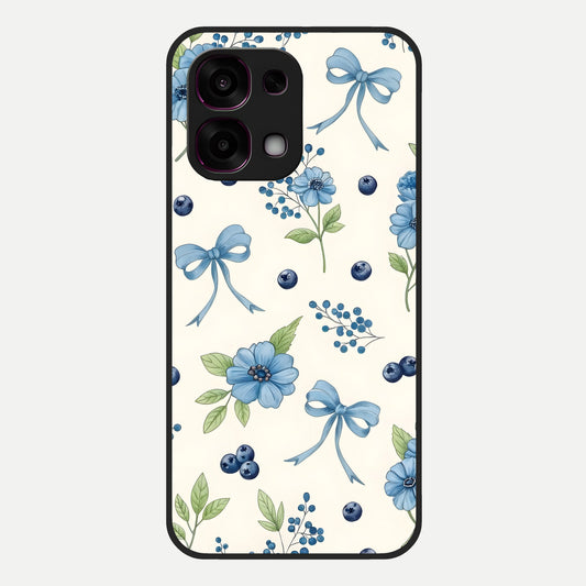  Blue Flower And Bow Glass Case For Oppo F31 5G back cover – full design glossy printed glass finish