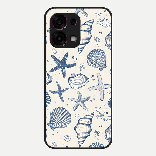  Blue Ocean Outline Glass Case For Oppo F31 5G back cover – full design glossy printed glass finish