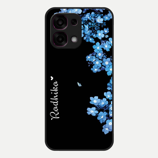  Blue Petal Dream Custom Name Glass Case For Oppo F31 5G back cover – full design glossy printed glass finish