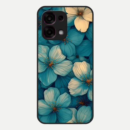  Blue Shade Floral Glass Case For Oppo F31 5G back cover – full design glossy printed glass finish