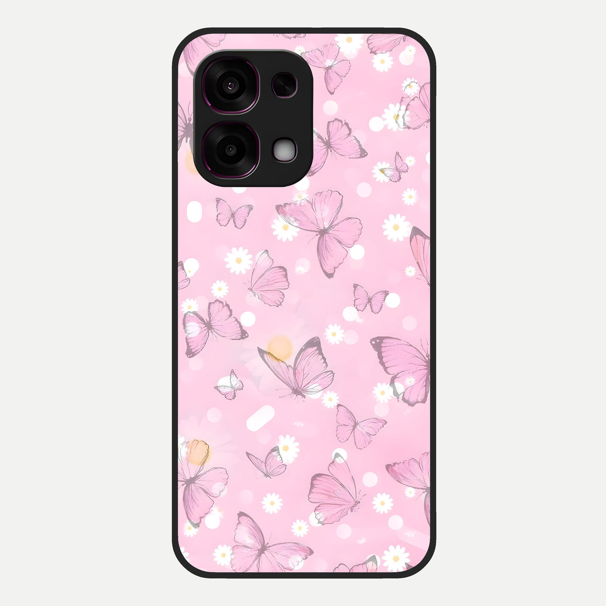  Blush Butterfly Garden Glass Case For Oppo F31 5G back cover – full design glossy printed glass finish
