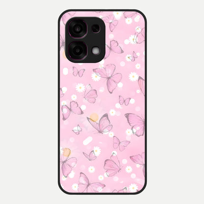  Blush Butterfly Garden Glass Case For Oppo F31 5G back cover – full design glossy printed glass finish