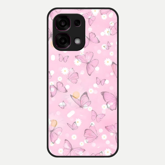  Blush Butterfly Garden Glass Case For Oppo F31 5G back cover – full design glossy printed glass finish