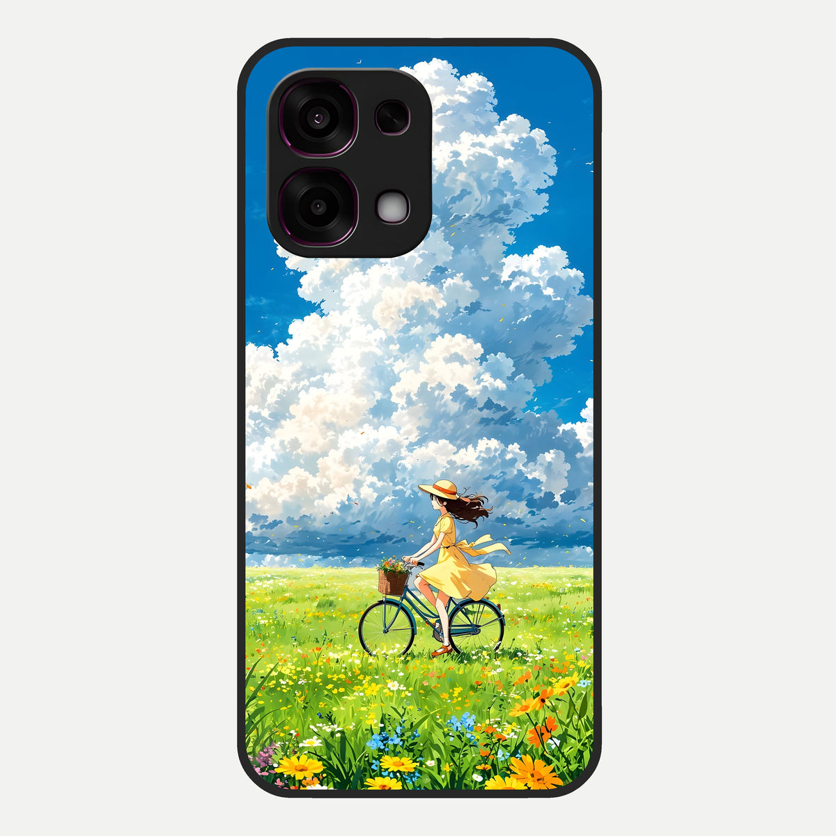  Breezy Meadow Ride Glass Case For Oppo F31 5G back cover – full design glossy printed glass finish