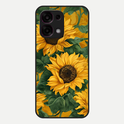  Bright Sunflower Bloom Glass Case For Oppo F31 5G back cover – full design glossy printed glass finish
