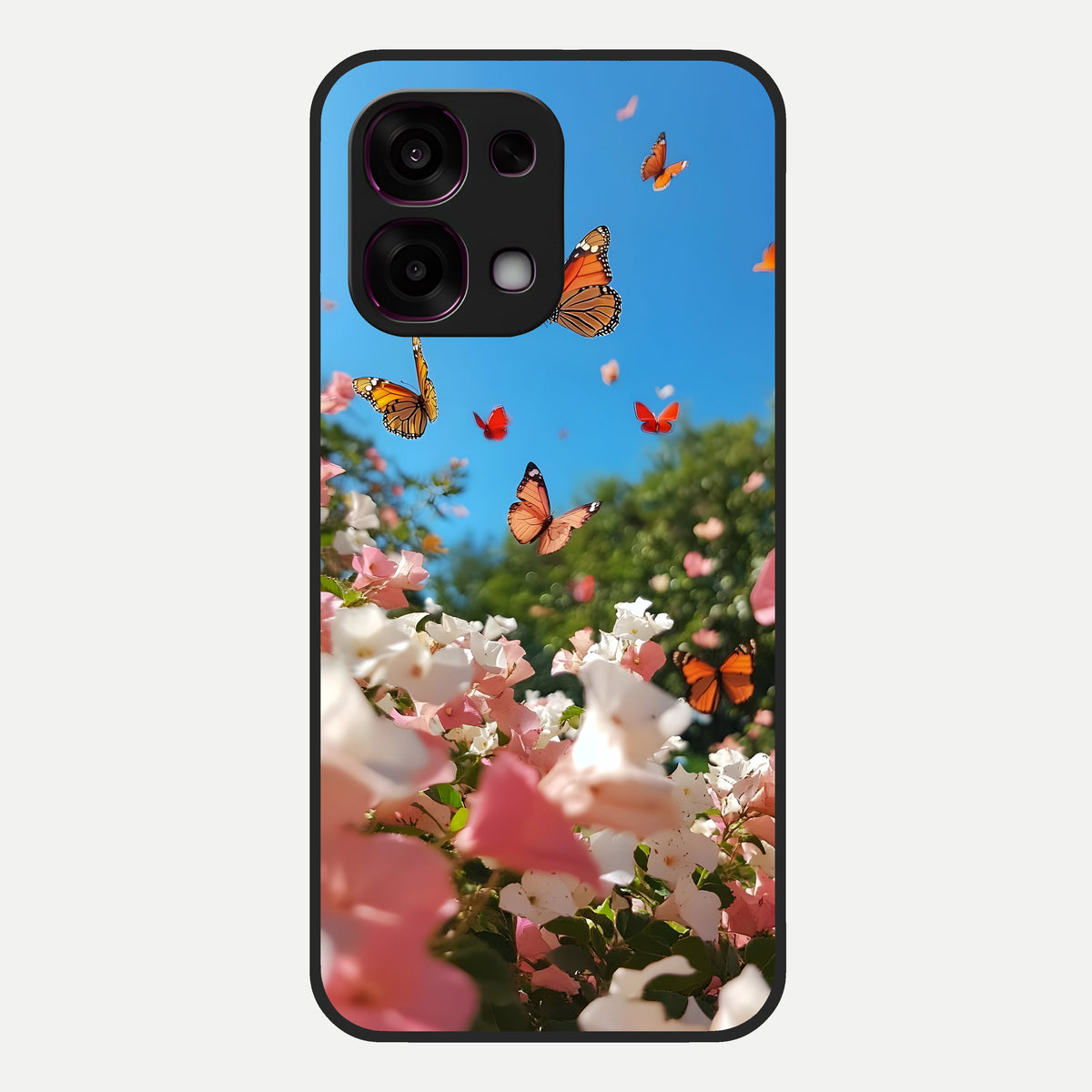  Butterflies In Bloom Sky Glass Case For Oppo F31 5G back cover – full design glossy printed glass finish