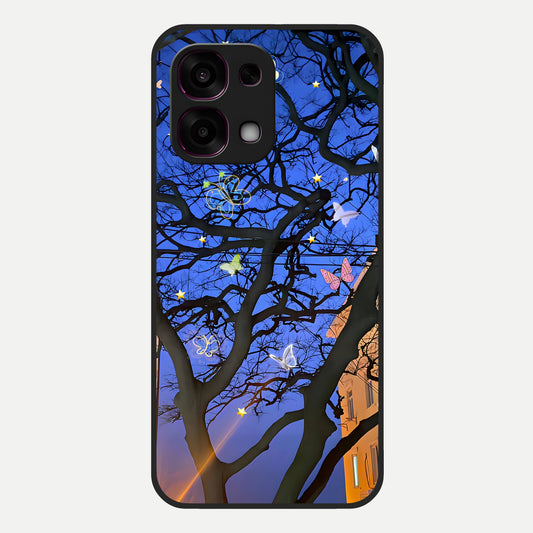  Butterfly Night Magic Glass Case For Oppo F31 5G back cover – full design glossy printed glass finish