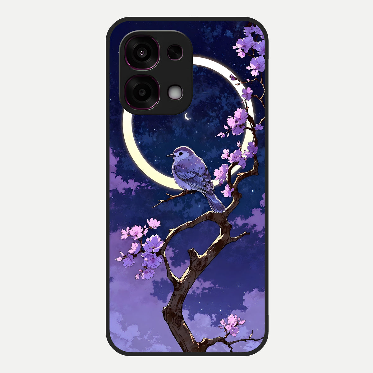  Celestial Bird Blossom Glass Case For Oppo F31 5G back cover – full design glossy printed glass finish