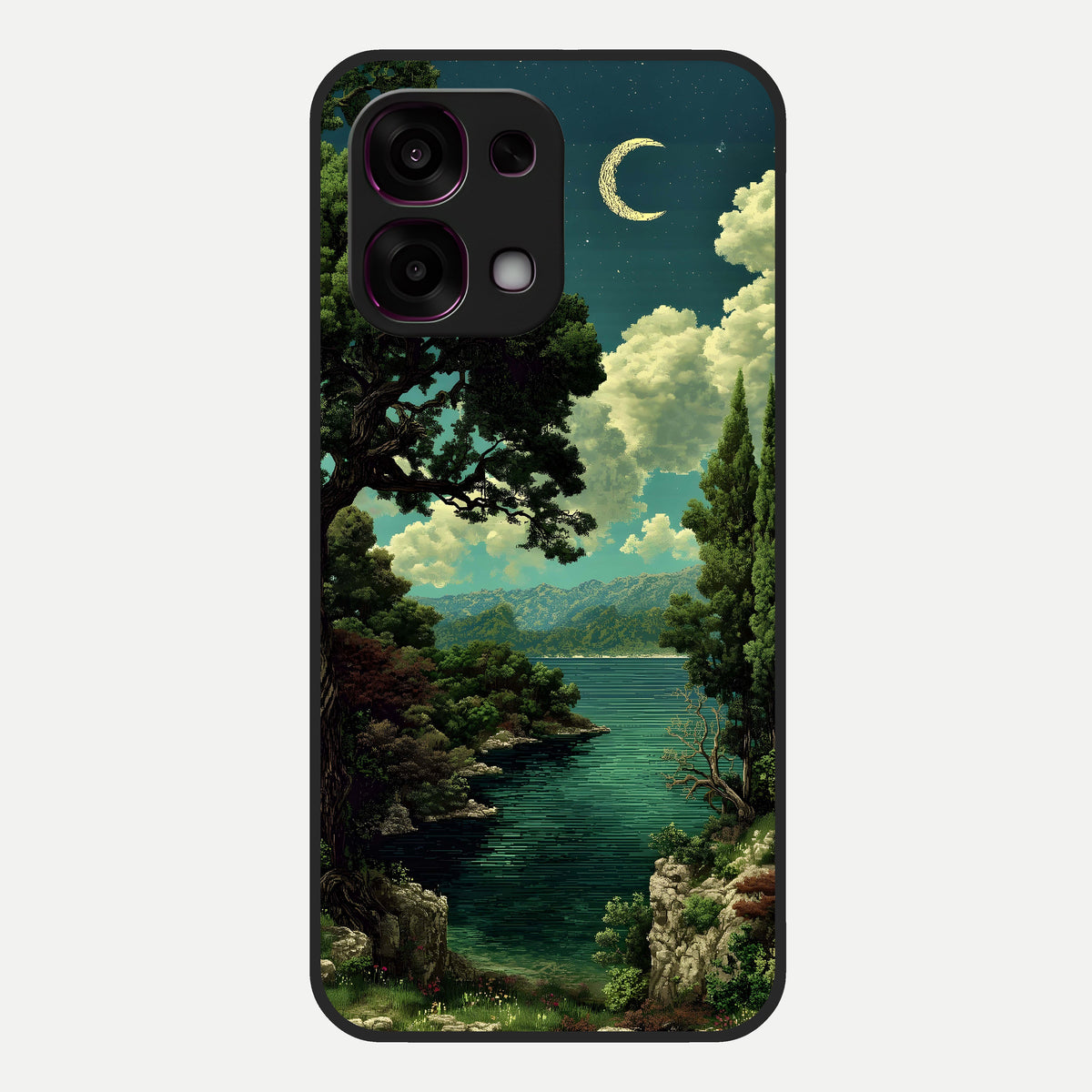  Celestial Lake Peace Glass Case For Oppo F31 5G back cover – full design glossy printed glass finish