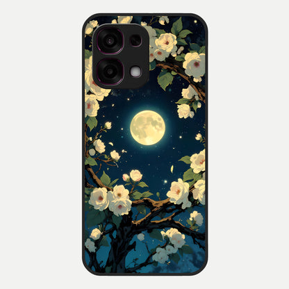  Celestial Moon And Flower Glass Case For Oppo F31 5G back cover – full design glossy printed glass finish