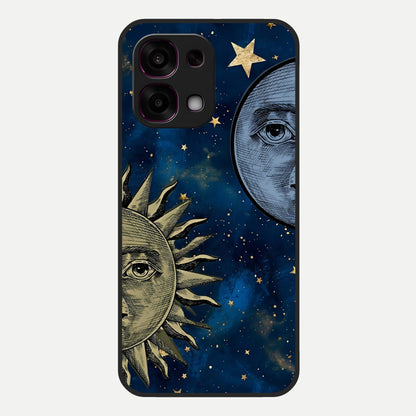  Celestial Moon With Sun Glass Case For Oppo F31 5G back cover – full design glossy printed glass finish