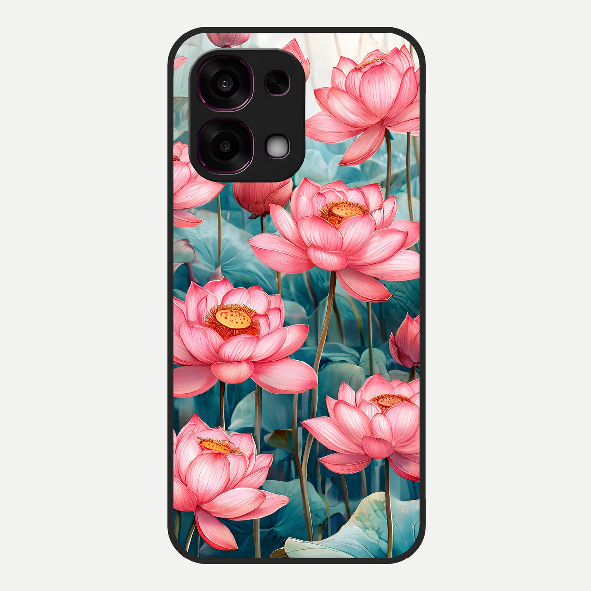  Celestial Pink Lotus Glass Case For Oppo F31 5G back cover – full design glossy printed glass finish