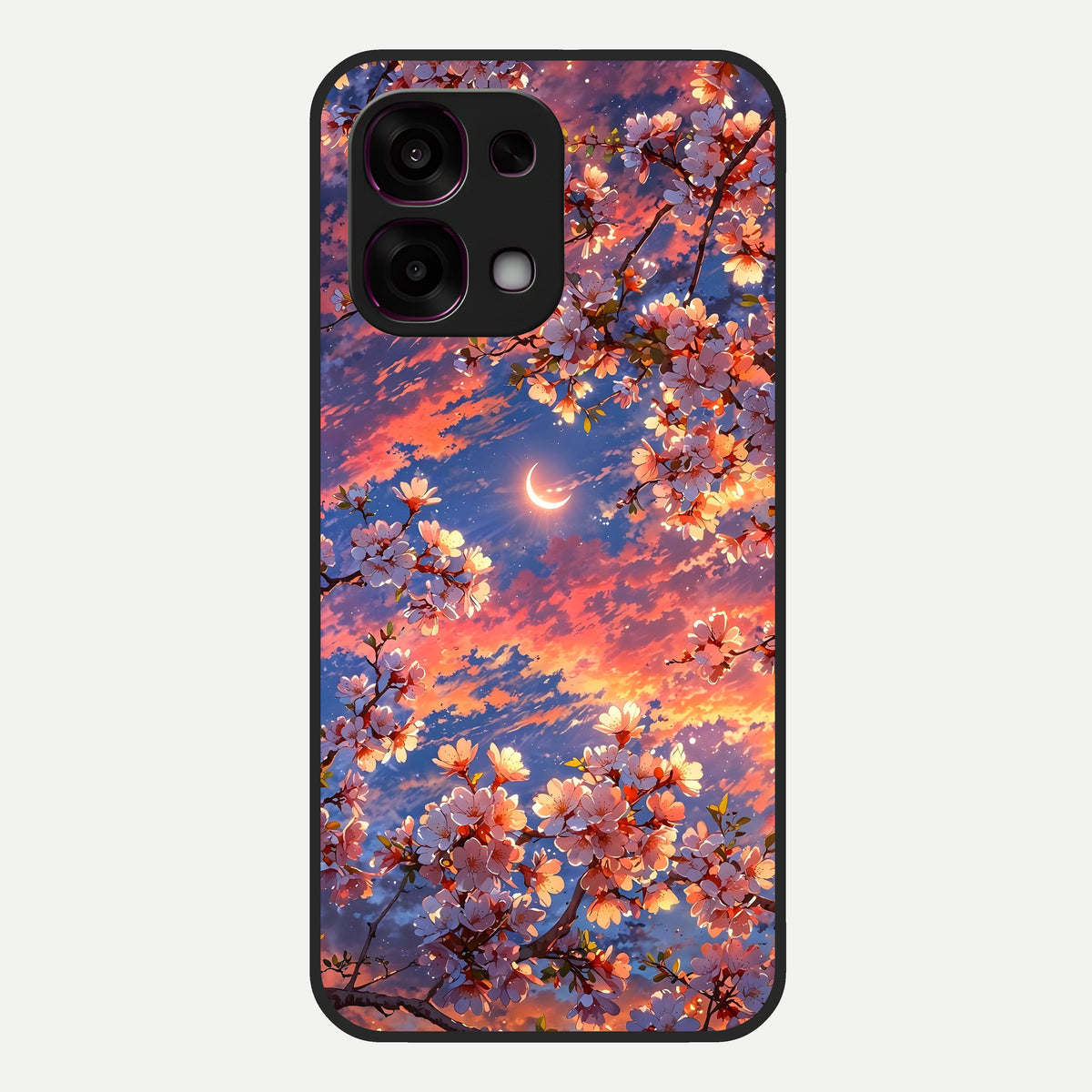  Celestial Sakura Sunset Glass Case For Oppo F31 5G back cover – full design glossy printed glass finish