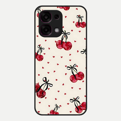  Cherry Heart Bow Glass Case For Oppo F31 5G back cover – full design glossy printed glass finish