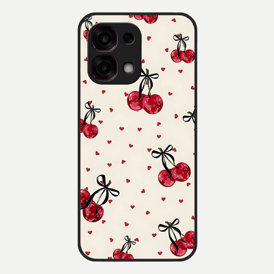  Cherry Heart Bow Glass Case For Oppo F31 5G back cover – full design glossy printed glass finish