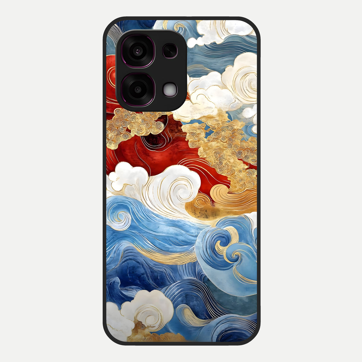  Colored Waves Glass Case For Oppo F31 5G back cover – full design glossy printed glass finish