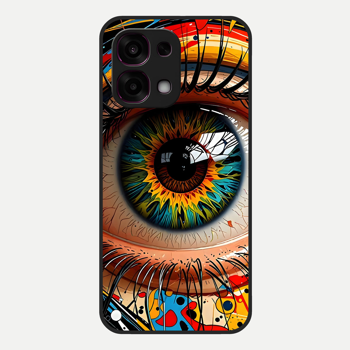  Colorful Eye Glass Case For Oppo F31 5G back cover – full design glossy printed glass finish